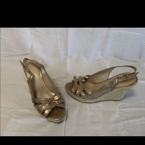 Marc Fisher wedge sandals gold